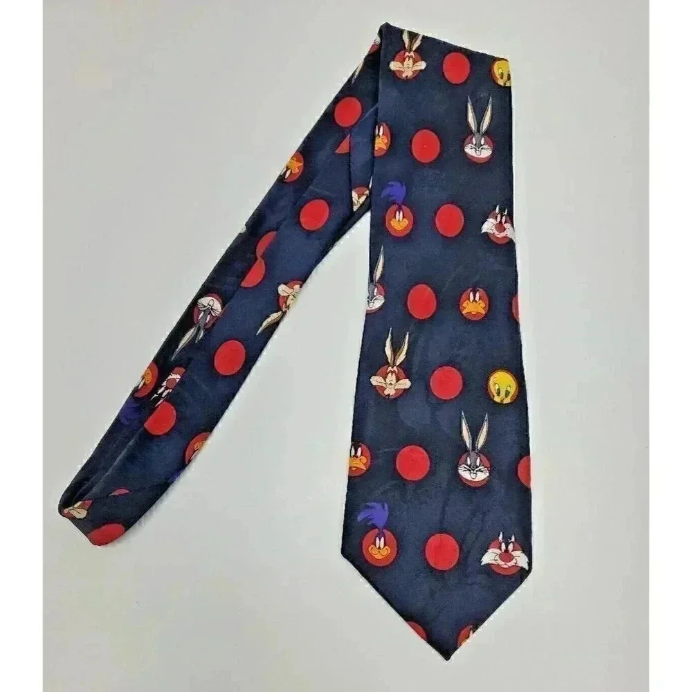 Vintage Looney Tunes Mania Tie Bugs Bunny, Tweety Bird, Wiley Coyote